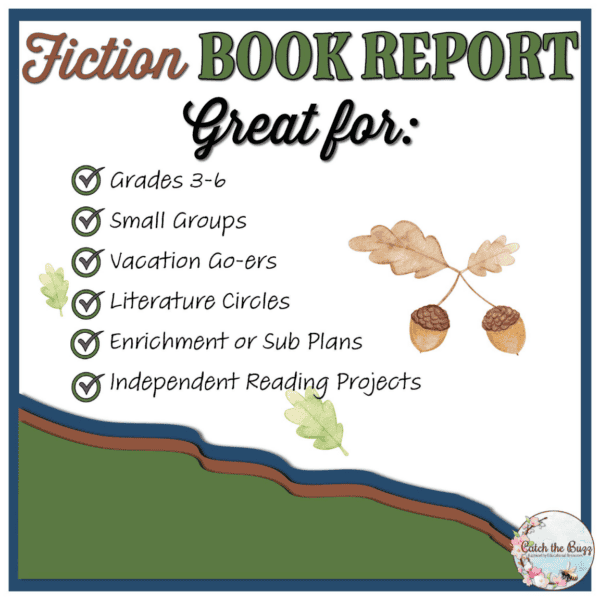 Fiction Book Report Tab Book Template Craft - Catch the Buzz Teaching